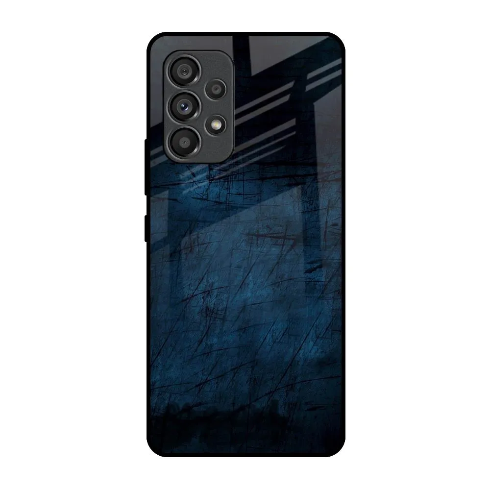 Dark Blue Grunge Glass Case for Samsung Galaxy A53 5G Smooth Edge Design Comfort grip design