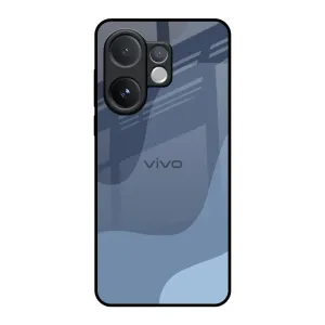 Stylish grip Chic Accessory Navy Blue Ombre Glass Case for Vivo V60 5G