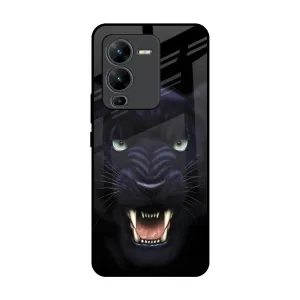 Comfort Texture Angry Black Leopard Glass Case for Vivo V25 Pro