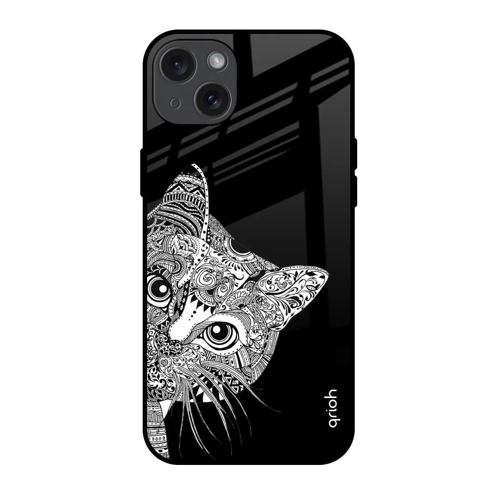 Handy Use Kitten Mandala Glass Case for iPhone 15 Plus