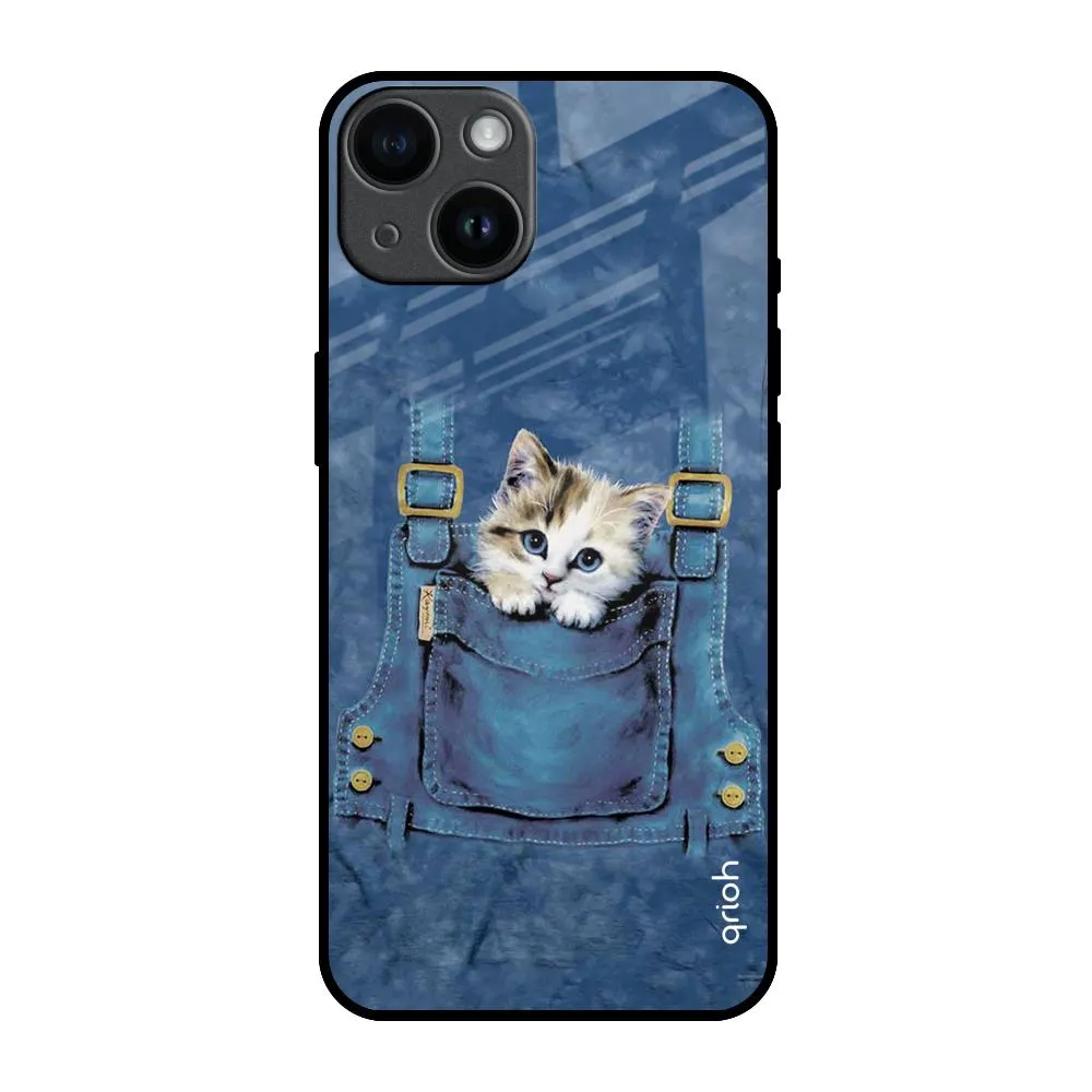Protective Detailing Kitty In Pocket Glass Case For iPhone 14