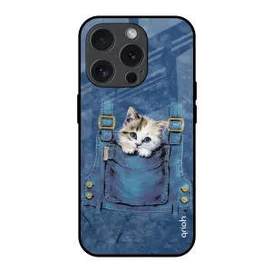 Minimal Surface Layer Kitty In Pocket Glass Case For iPhone 15 Pro
