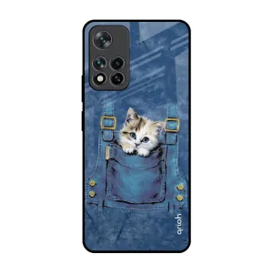 Kitty In Pocket Glass Case For Mi 11i Flexible Comfort
