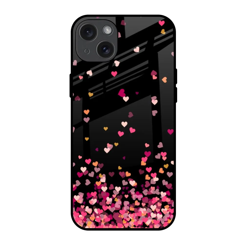 Modern Design Texture Impact Guard Heart Rain Fall Glass Case For iPhone 15 Plus