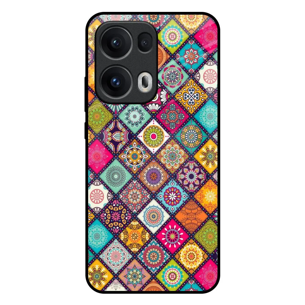 Full Coverage Multicolor Mandala Glass Case for Oppo Reno13 Pro 5G