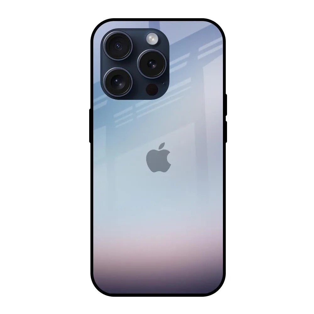 Light Sky Texture Glass Case for iPhone 15 Pro Classic Frame Elegant Texture