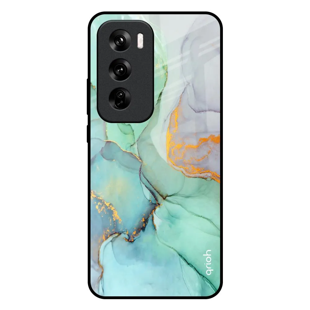 Green Marble Glass Case for Oppo Reno 12 5G Flexible Detail