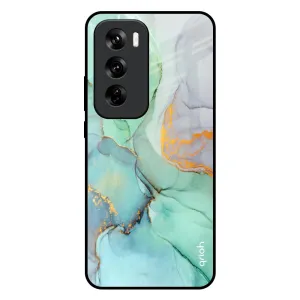 Green Marble Glass Case for Oppo Reno 12 5G Flexible Detail