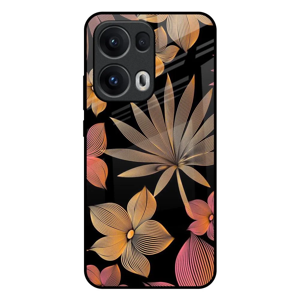 Lines Pattern Flowers Glass Case for Oppo Reno13 Pro 5G Comfort Texture Layer Durable Design Texture