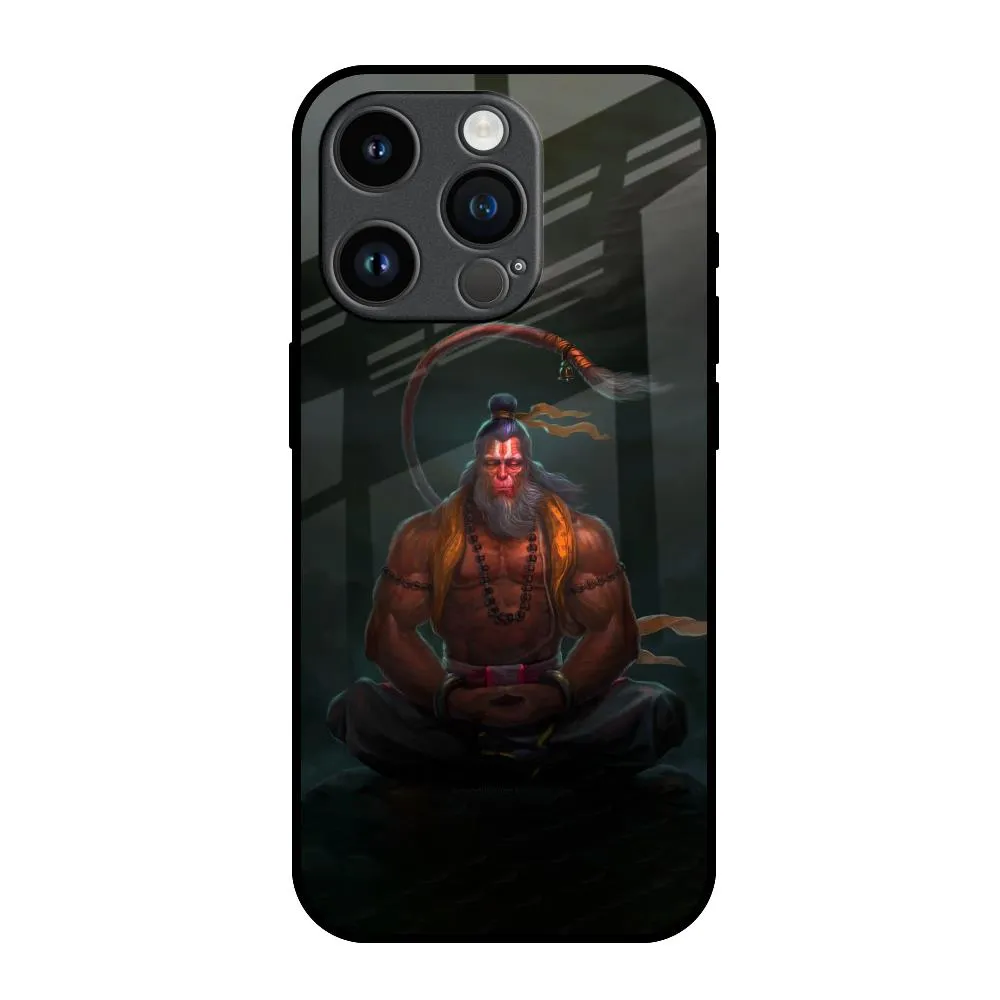Vivid Pattern Design Lord Hanuman Animated Glass Case for iPhone 14 Pro
