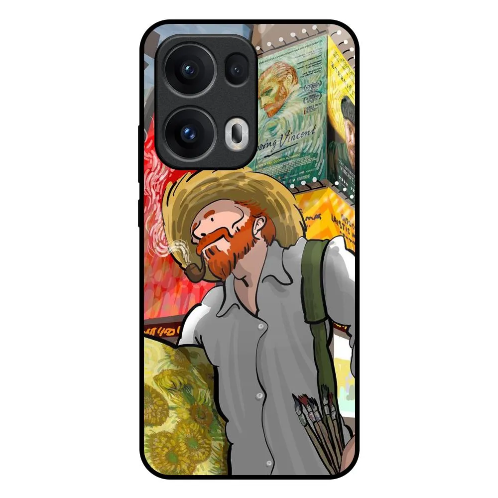 Smart Accessory Modern Pattern Layer Loving Vincent Glass Case for Oppo Reno13 Pro 5G