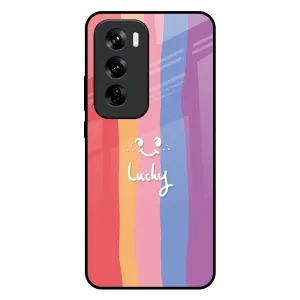 Hybrid Finish Flexible Edge Texture Lucky Abstract Glass Case for Oppo Reno 12 5G