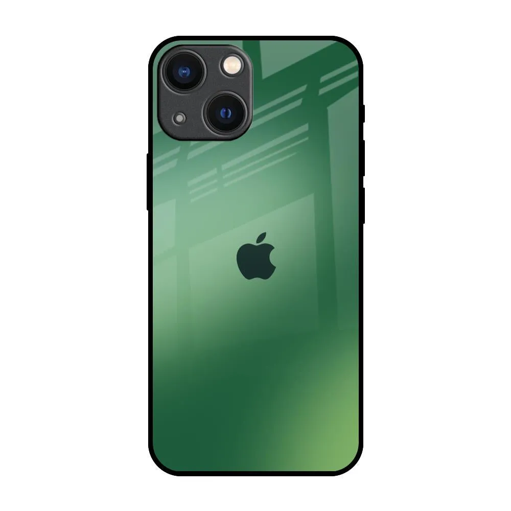 Clear Pattern Green Grunge Texture Glass Case for iPhone 14 Plus