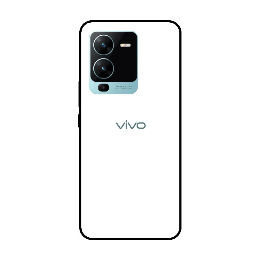 Arctic White Glass Case for Vivo V25 Pro Anti Scratch Layer