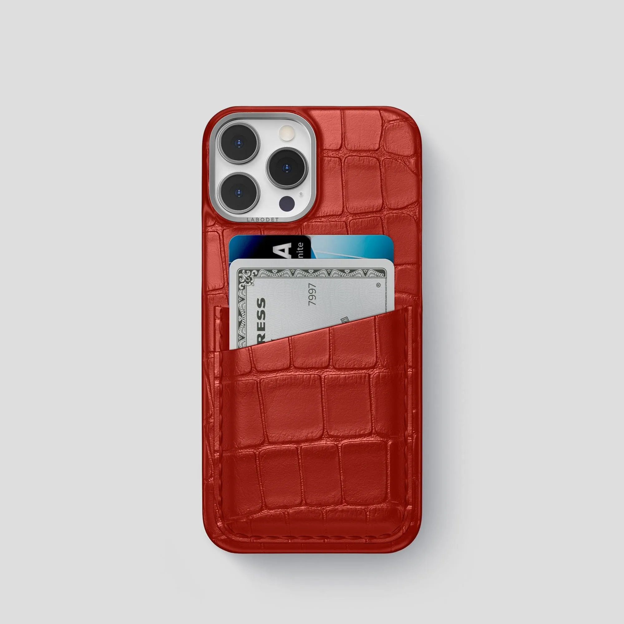 Double Card Case For iPhone 15 Pro In Alligator Lightweight Build