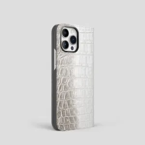 Folio Case For iPhone 15 Pro In Himalayan Crocodile Smooth Edges