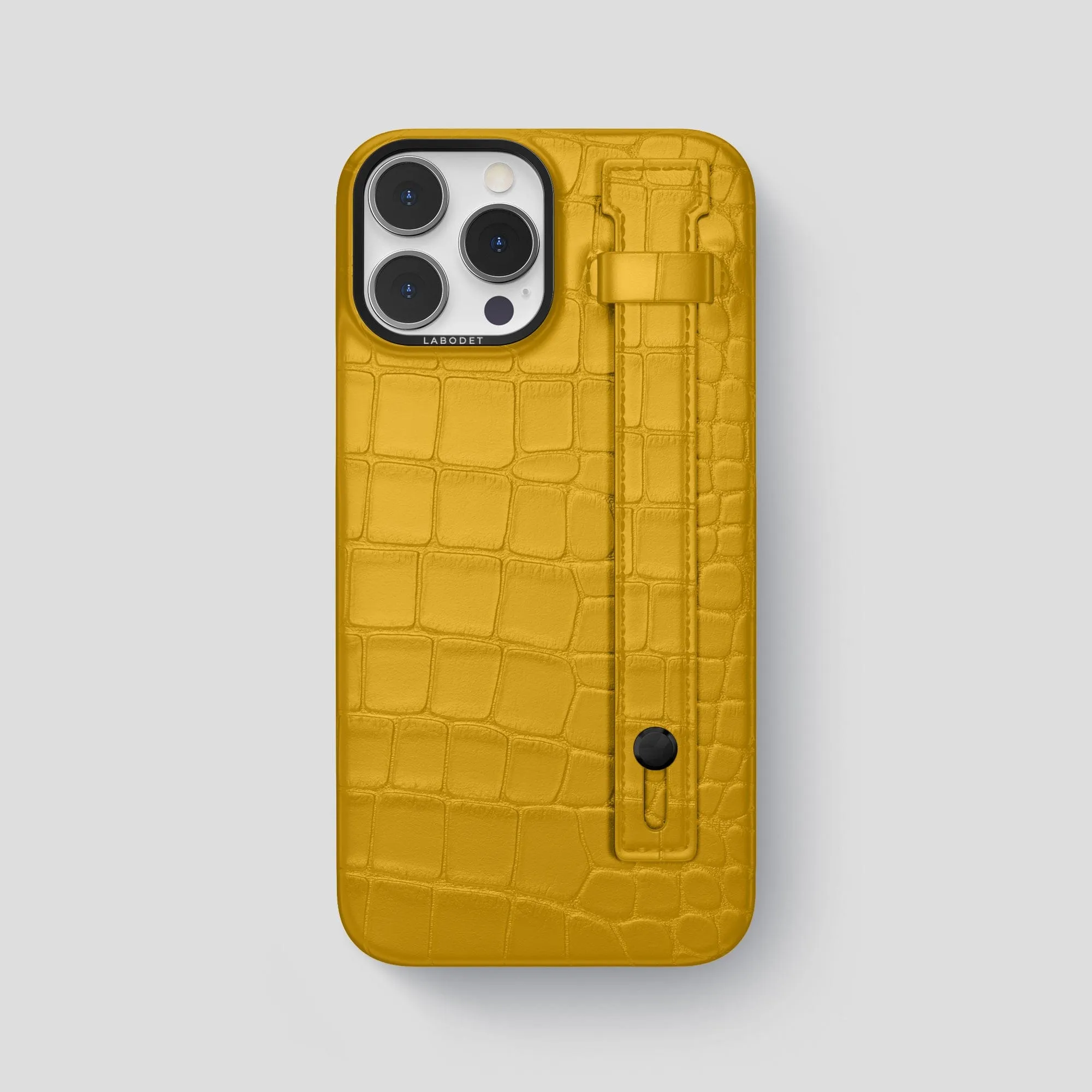 Flexible Pattern Texture Rugged Look Finish Hand Strap Case For iPhone 15 Pro Max In Alligator