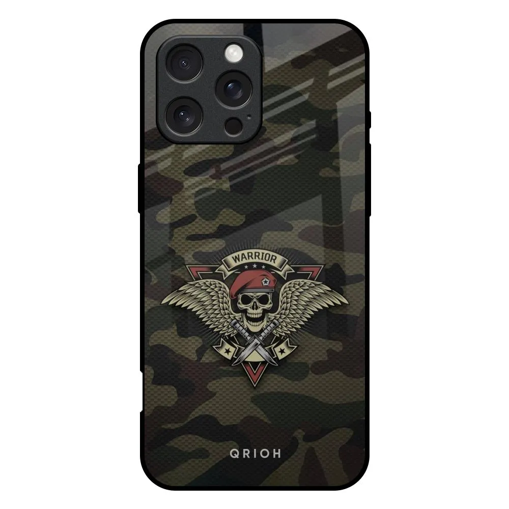 Premium Texture Layer Army Warrior Glass Case for iPhone 16 Pro Max