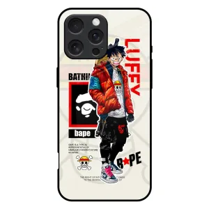 Bape Luffy Glass Case for iPhone 16 Pro Max Ergonomic form Slim Feel