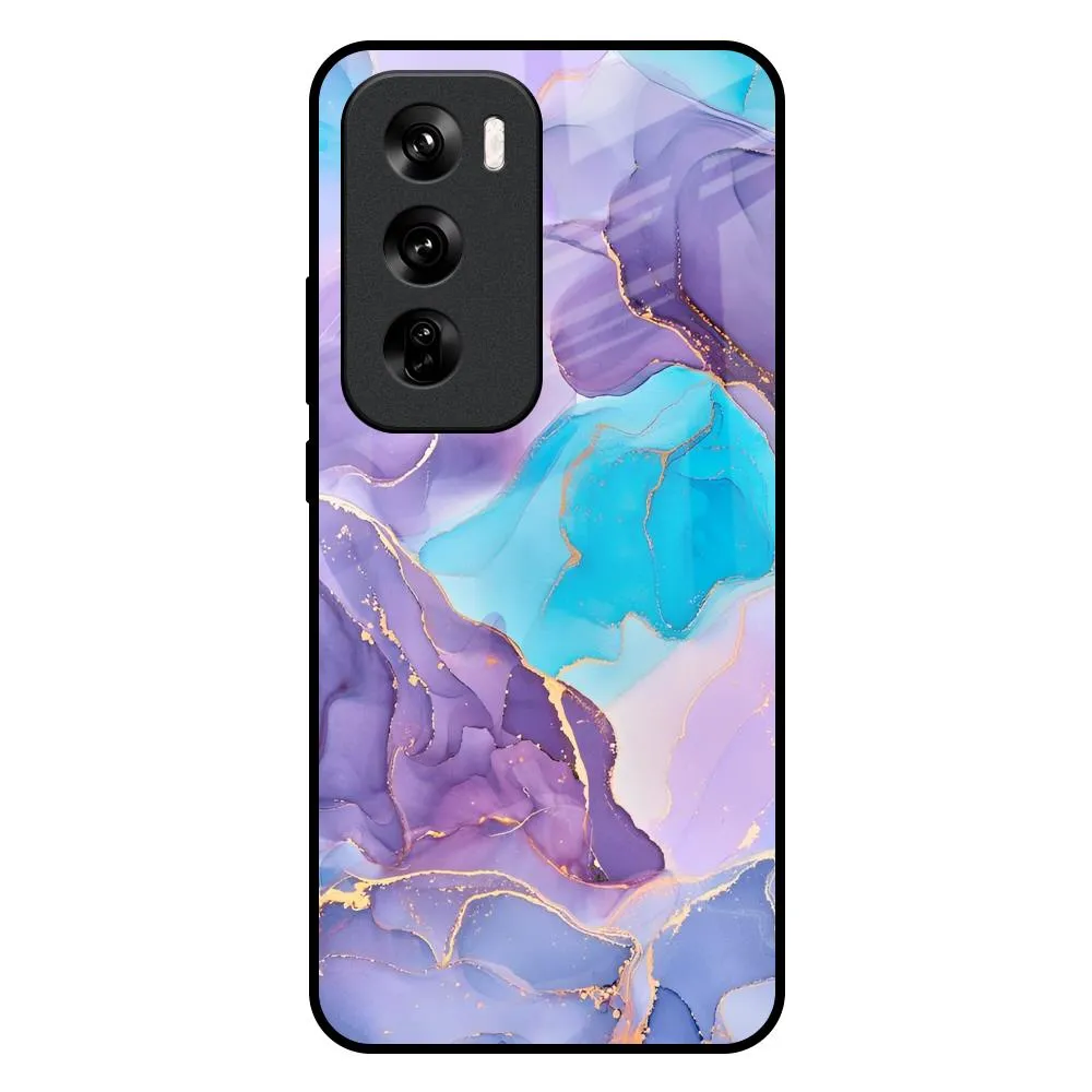 Alcohol ink Marble Glass Case for Oppo Reno 12 5G Durable Edge