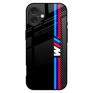 Automotive Art Glass Case for iPhone 16 Plus Polished Surface Texture