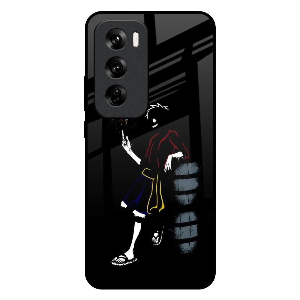 Grip Enhanced Luxury Appeal Luffy Line Art Glass Case for Oppo Reno 12 Pro 5G
