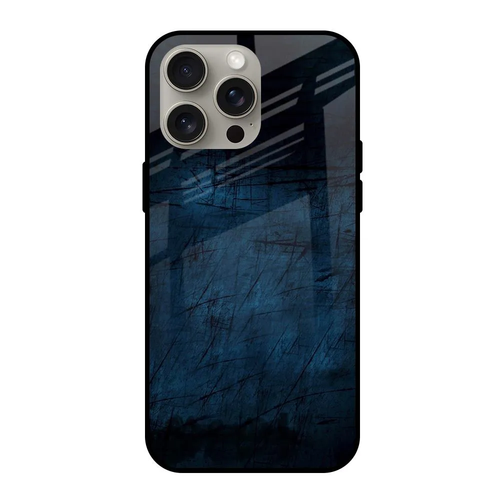 Dark Blue Grunge Glass Case for iPhone 15 Pro Max Shock Resistant Heat resistant