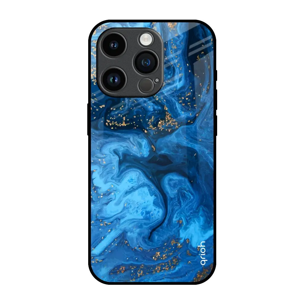 Gold Sprinkle Glass Case for iPhone 14 Pro Durable Pattern Texture Marble Pattern