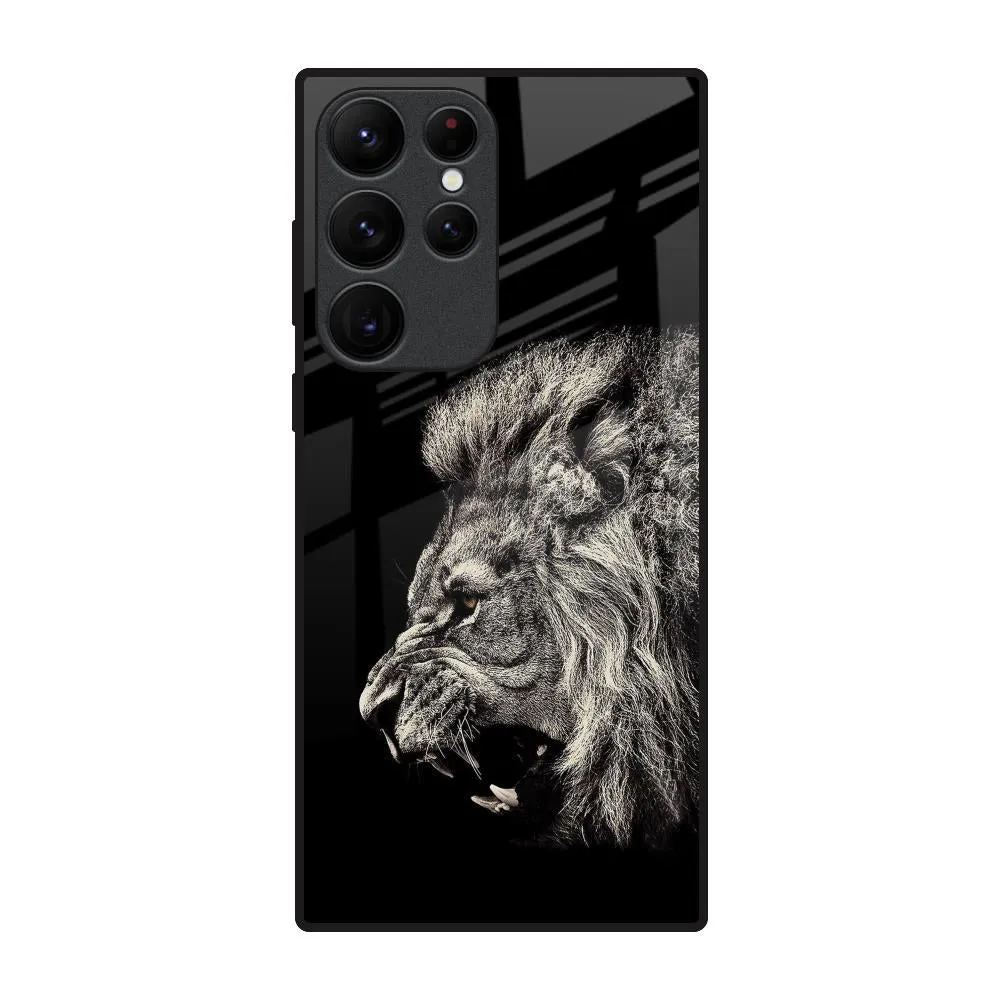 custom design Portable Fit Brave Lion Glass Case for Samsung Galaxy S22 Ultra 5G