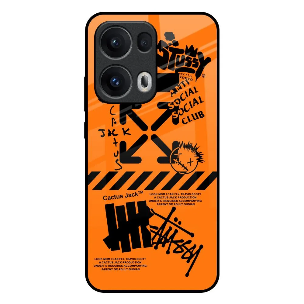 Fashionable Texture Smooth Detail Anti Social Club Glass Case for Oppo Reno13 Pro 5G