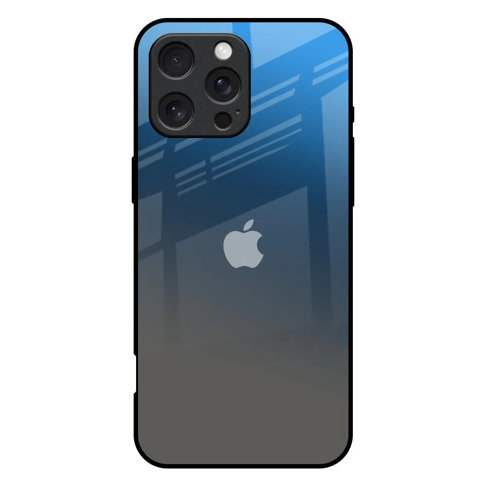 Compact Fit Matte Shield Layer Blue Grey Ombre Glass Case for iPhone 16 Pro Max