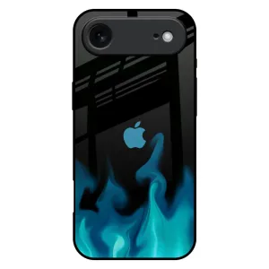 Rugged Finish Teal Flames Glass Case for iPhone 17 Air