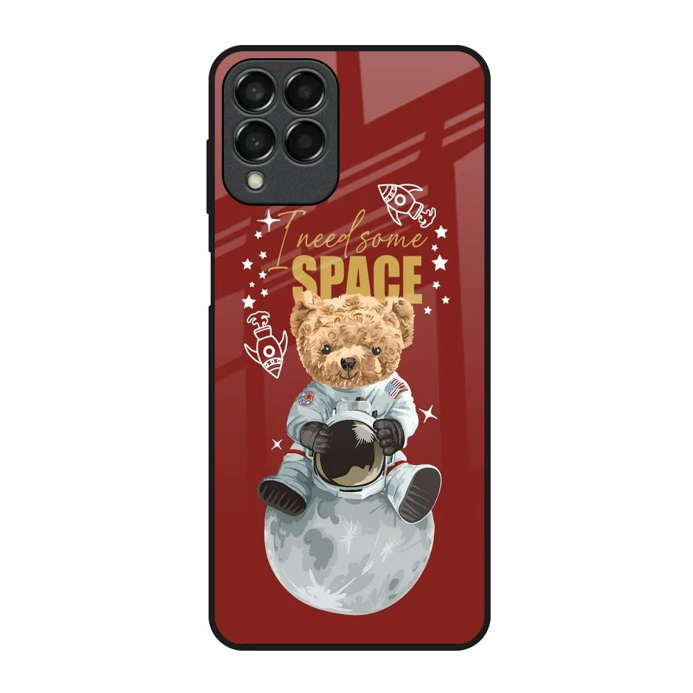 Astronaut Bear Glass Case for Samsung Galaxy M53 5G Strong protection Flexible Pattern Layer