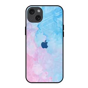 Soft Finish Layer Vivid Design Texture Mixed Watercolor Glass Case for iPhone 15 Plus