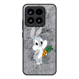 Cute Baby Bunny Glass Case for Mi 15 5G Frosted surface