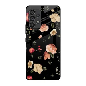 Colorful Design Rugged Grip Black Spring Floral Glass Case for Samsung Galaxy A53 5G