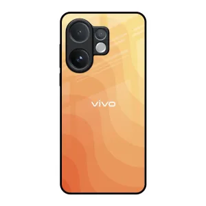 Orange Curve Pattern Glass Case for Vivo V60 5G Gloss Finish