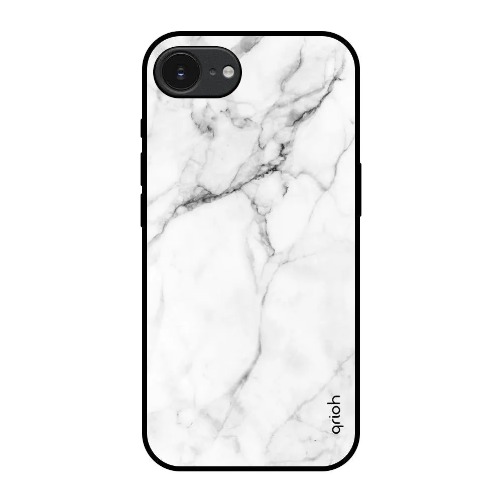 Flexible Pattern Texture Modern White Marble Glass Case for Apple iPhone 16e