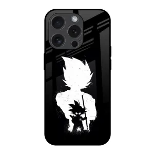 Stylish Finish Monochrome Goku Glass Case for iPhone 15 Pro
