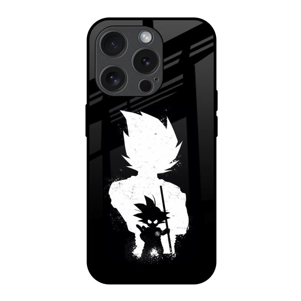 Stylish Finish Monochrome Goku Glass Case for iPhone 15 Pro