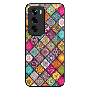 Stylish grip Multicolor Mandala Glass Case for Oppo Reno 12 5G