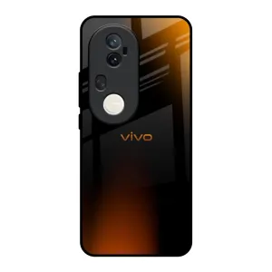 Minimal Pattern Soft edges Orange Black Fusion Glass Case for Vivo T4 Ultra 5G