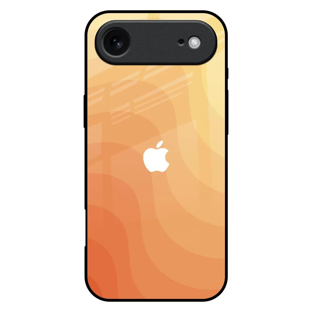 Orange Curve Pattern Glass Case for iPhone 17 Air Protective Shell Design