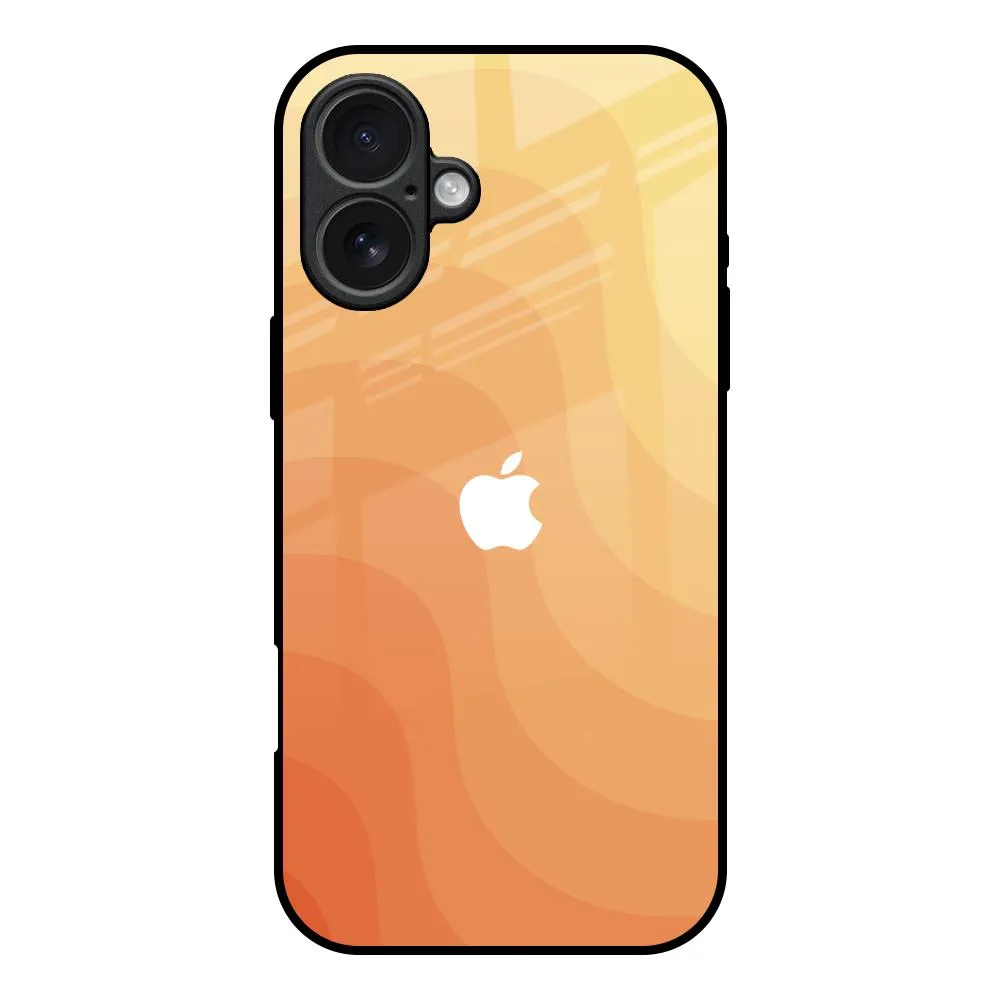 Orange Curve Pattern Glass Case for iPhone 17 Soft Finish Unisex Design