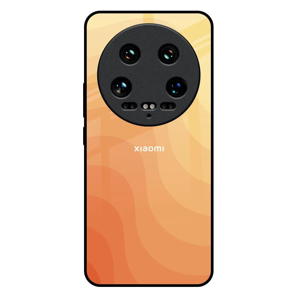 Strong Frame Orange Curve Pattern Glass Case for Mi 14 Ultra 5G