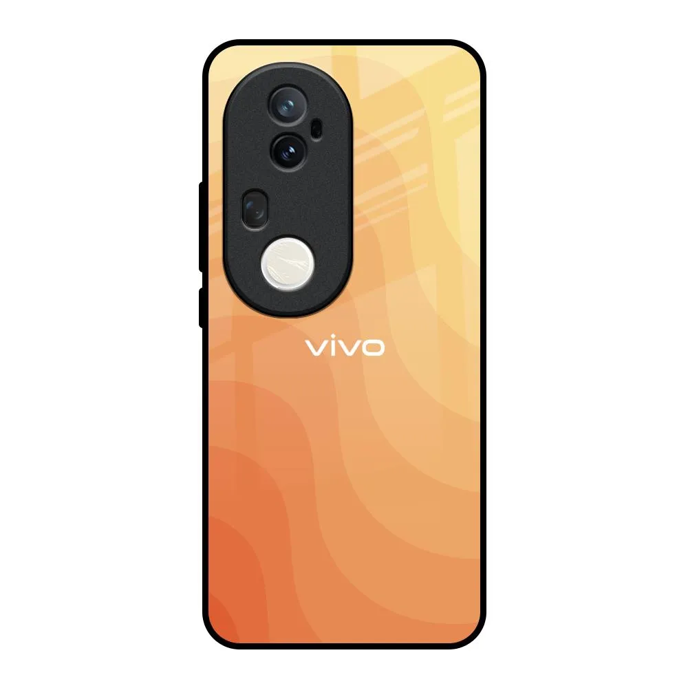 Durable Accessory premium design Orange Curve Pattern Glass Case for Vivo T4 Ultra 5G