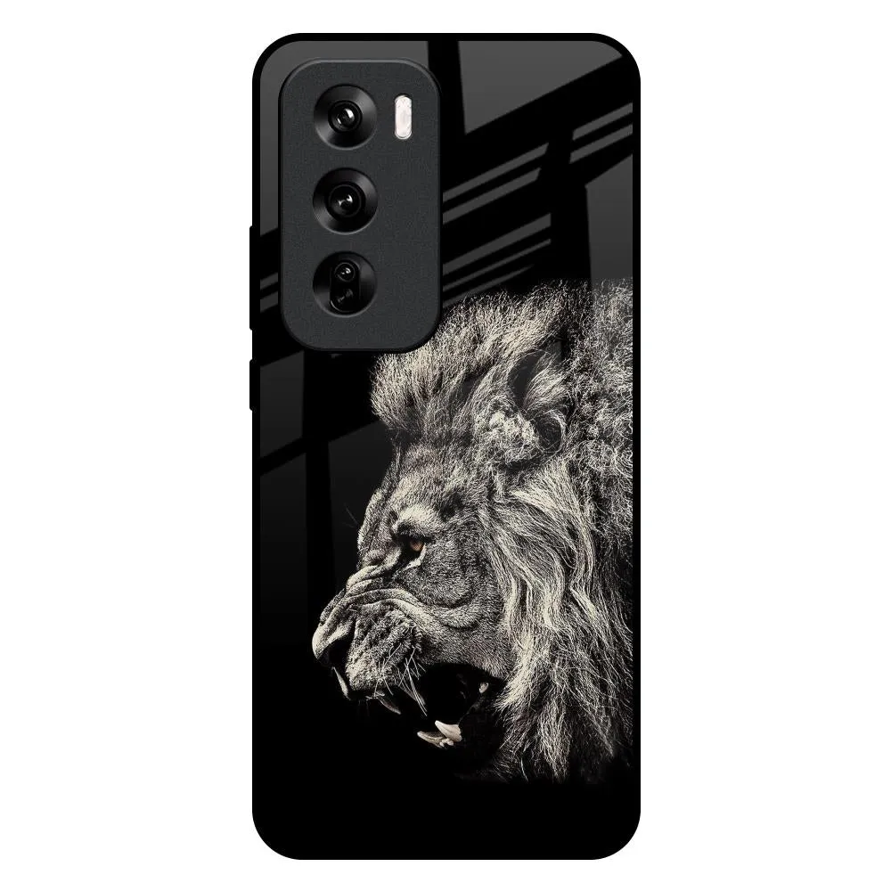 Compact Pattern Reusable Material Brave Lion Glass Case for Oppo Reno 12 Pro 5G