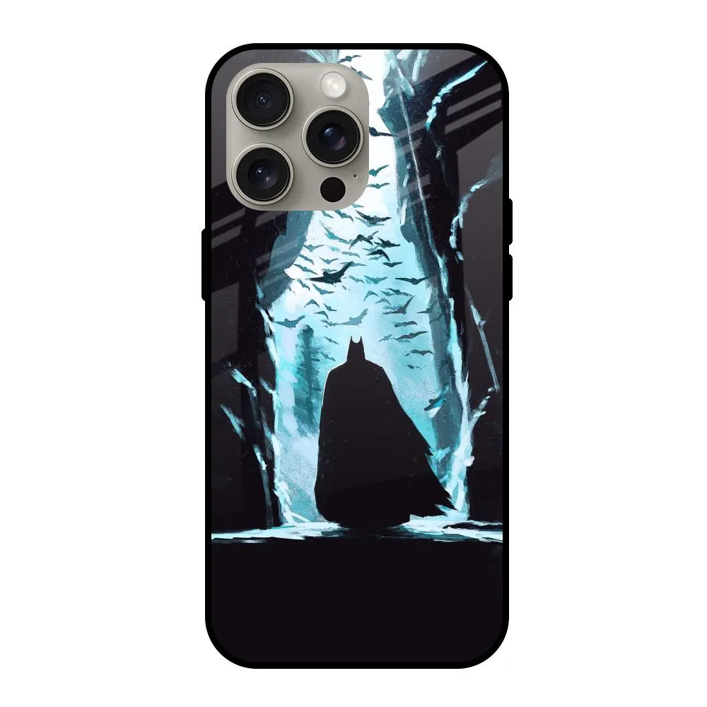 Rugged Finish Casual Look Dark Man In Cave Glass Case for iPhone 15 Pro Max