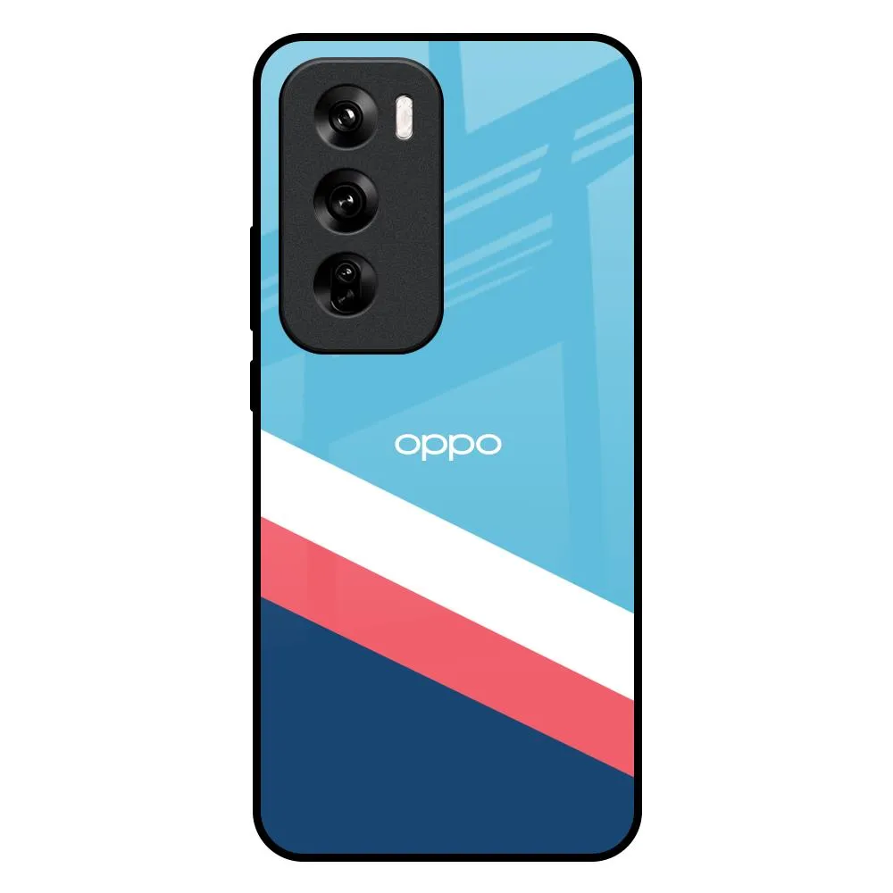 Pink & White Stripes Glass Case For Oppo Reno 12 Pro 5G Modern Design