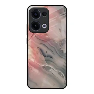 Pink And Grey Marble Glass Case For Oppo Reno13 5G Elegant Texture